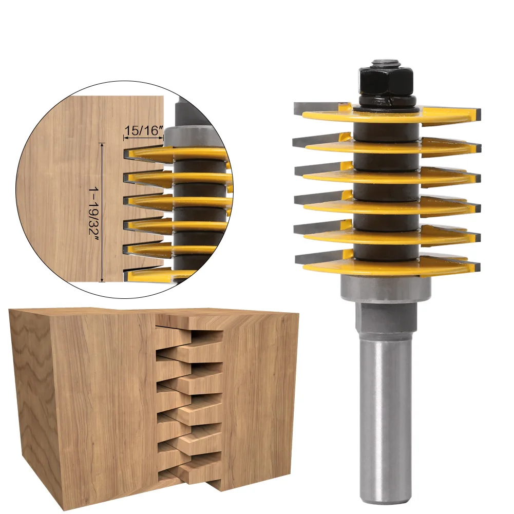 

1PC 8MM 1/2" 12.7MM Shank Milling Cutter Wood Carving 2 Teeth Adjustable Finger Joint Router Bit Tenon Cutter for Woodwork Tool