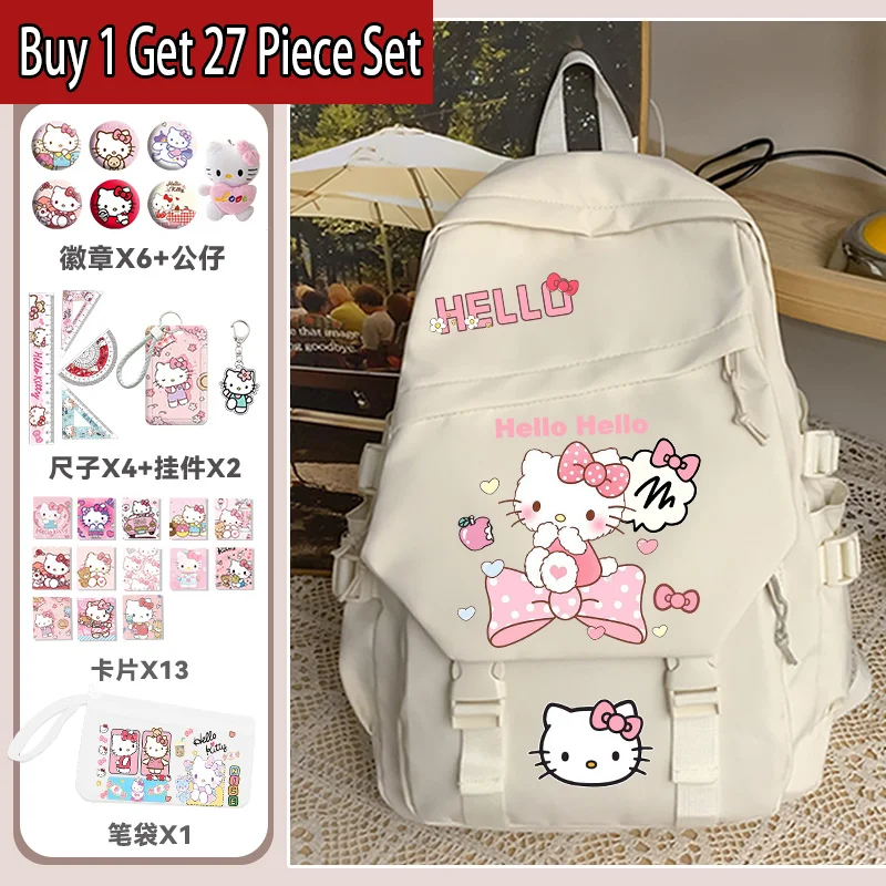 

Hello Kitty Cartoon Print Backpack 2025 New Disney Backpack High Aesthetics Teenage School Backpack