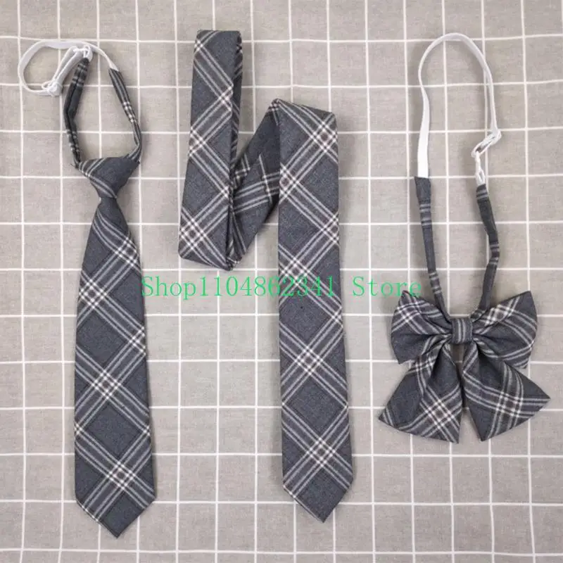 652F Fashionable Bows Ties for Students, Female Male Checked Bowties JK Uniform Butterfly Knot Neckties Collar Tie