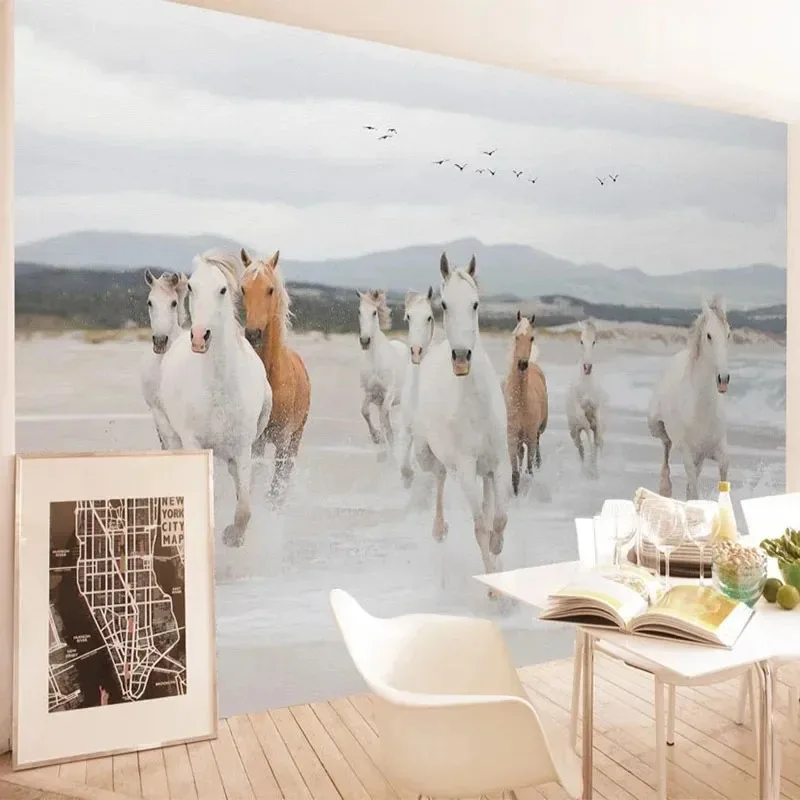 Modern 3D Stereo Horse Mural Wallpaper Animal Wall Art for Living Room Bedroom Home Decor Background Wall Covering