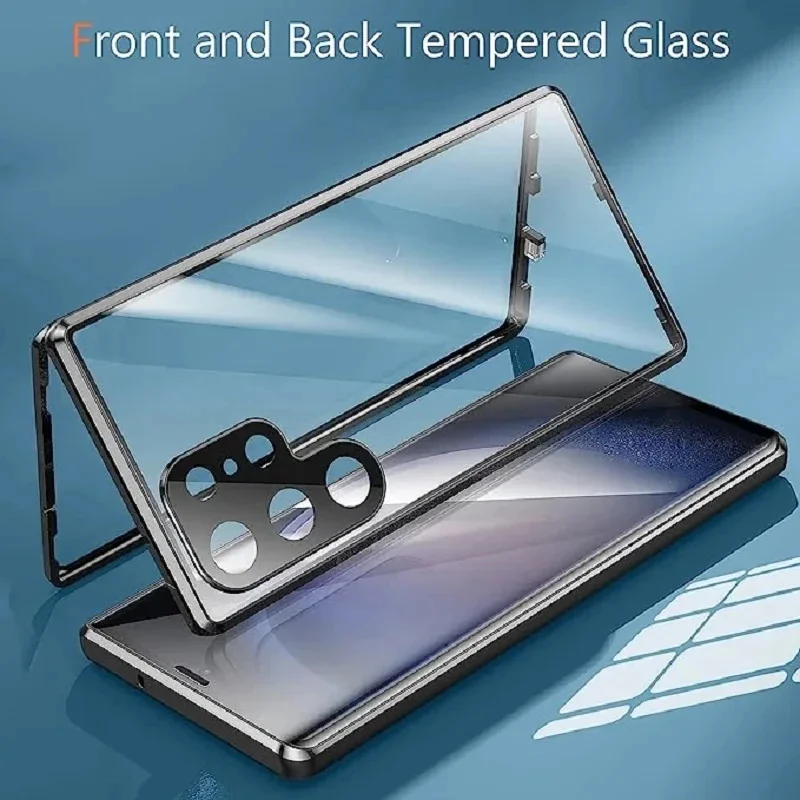 360° Full Protection Magnetic Snap Lock Double Sided Glass Lens Protect Phone Case For Samsung S21 S22 S25 S24 S26 Ultra Plus FE