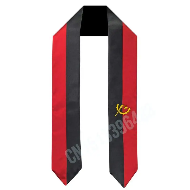 

Angola Flag Scarf Top Print Graduation Sash Stole International Study Abroad Adult Unisex Party Accessory