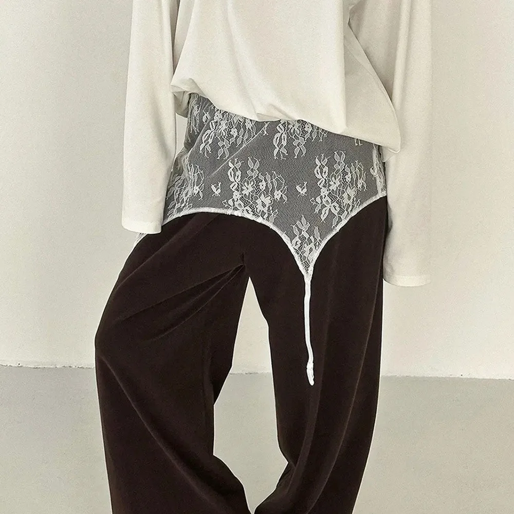 

Новая мини-юбка с вышивкой и кружевом в стиле Y2K, прозрачная, с рюшами, в стиле Harajuku, с декоративными элементами из джинсовой ткани