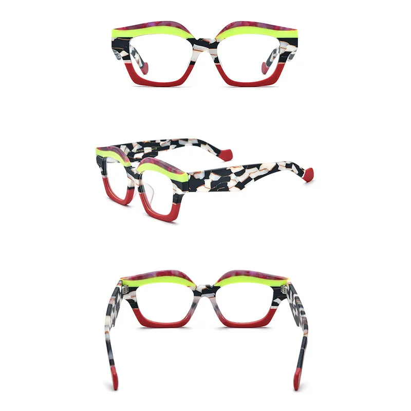 

Belight Optical Colorful Combo Color Design Vintage Retro Cat Eye Shape Acetate Men Women Vintage Retro Spectacle Frame 19346