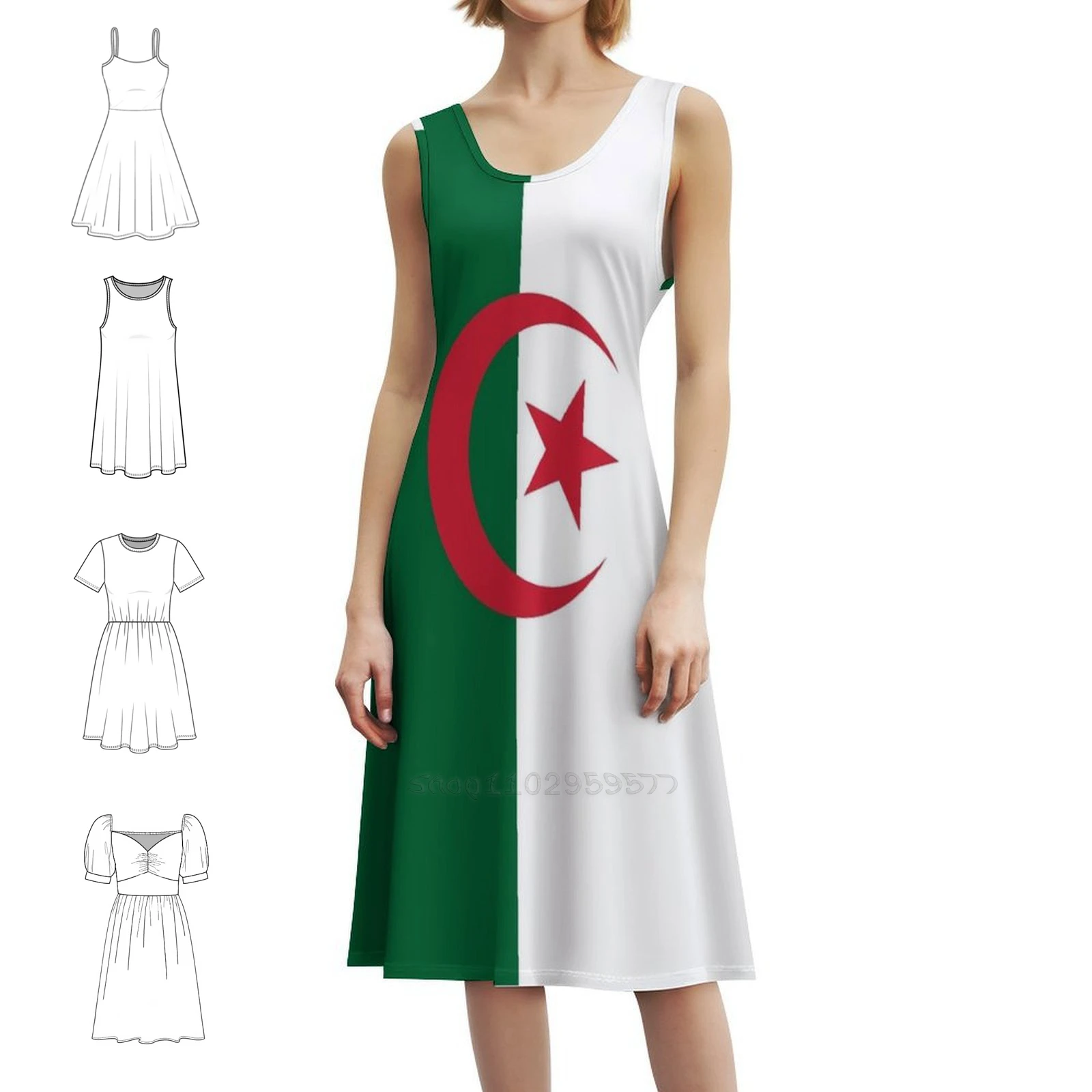 فستان بوهو أنيق بعلم جزائري أنيق لحفلات الزفاف على الشاطئ فستان الجزائر El Djaza?R فستان Tamazight North للفتيات