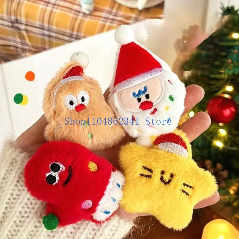 

5asd Plush Brooch Pin Christmas Theme Cartoon Brooch Soft and Lovely Padded Brooche Pin for Holiday Gifting Bag Ornament