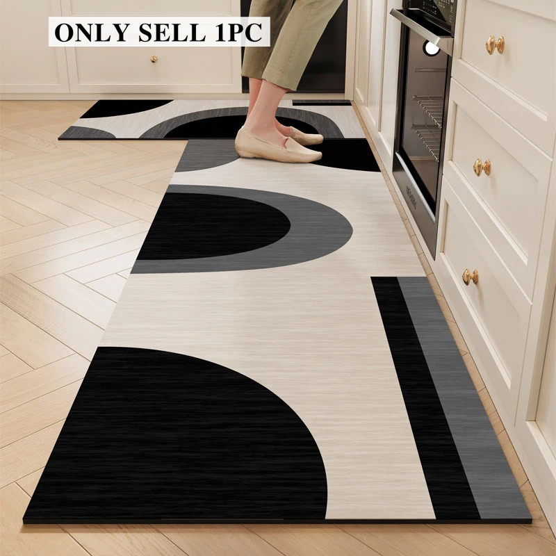 Kitchen Floor Mat Pvc Waterproof Leather Carpet Long Non-slip Oil-proof Foot Mats Modern Minimalist Carpets Home Decoration Rug