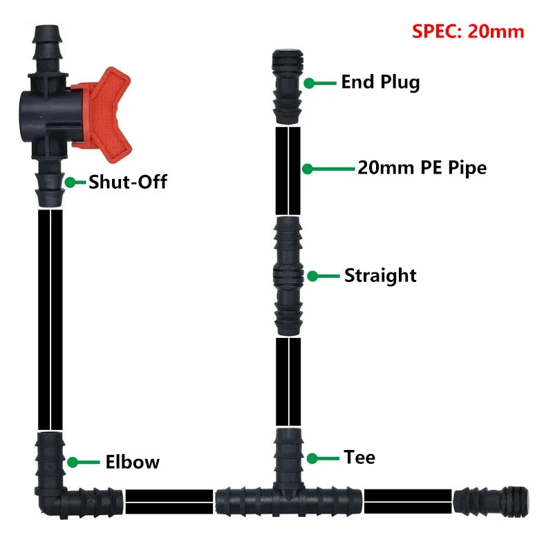 

Pagoda Tee Connector Watering 3-Ways for Garden Micro Drip Irrigation 1/2'' PE Pipe Tubing Hose Fitting Accessory 16/20/25mm