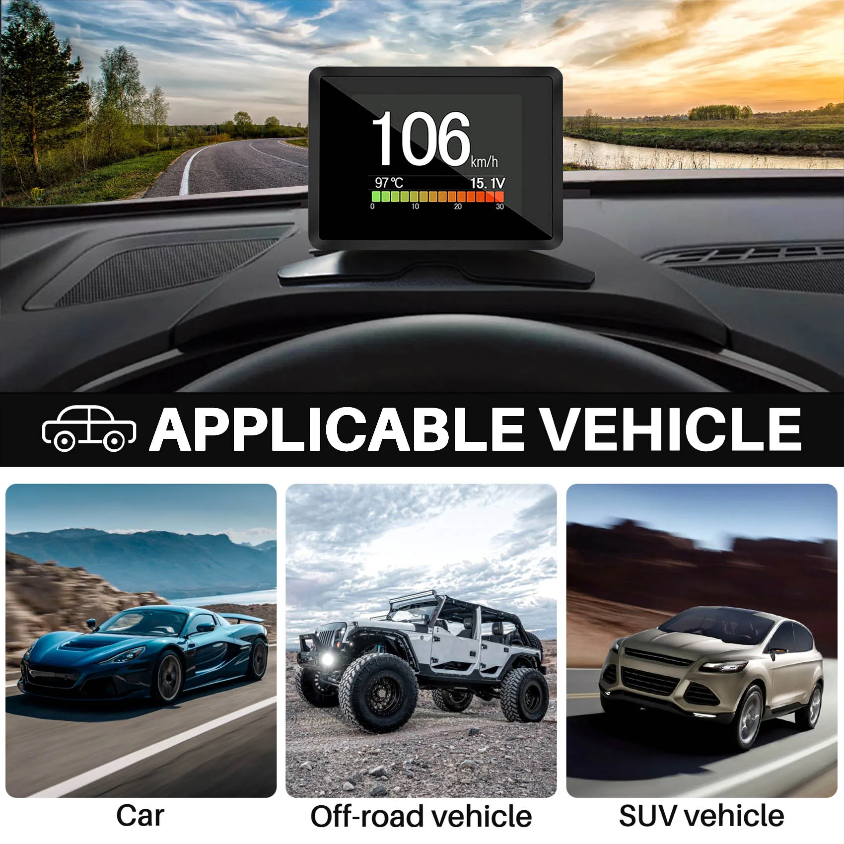 A13F-For Car A203 OBD2 On-Board Computer Car Digital Computer Trip Display Speed Fuel Consumption Gauge OBD2 Scanner