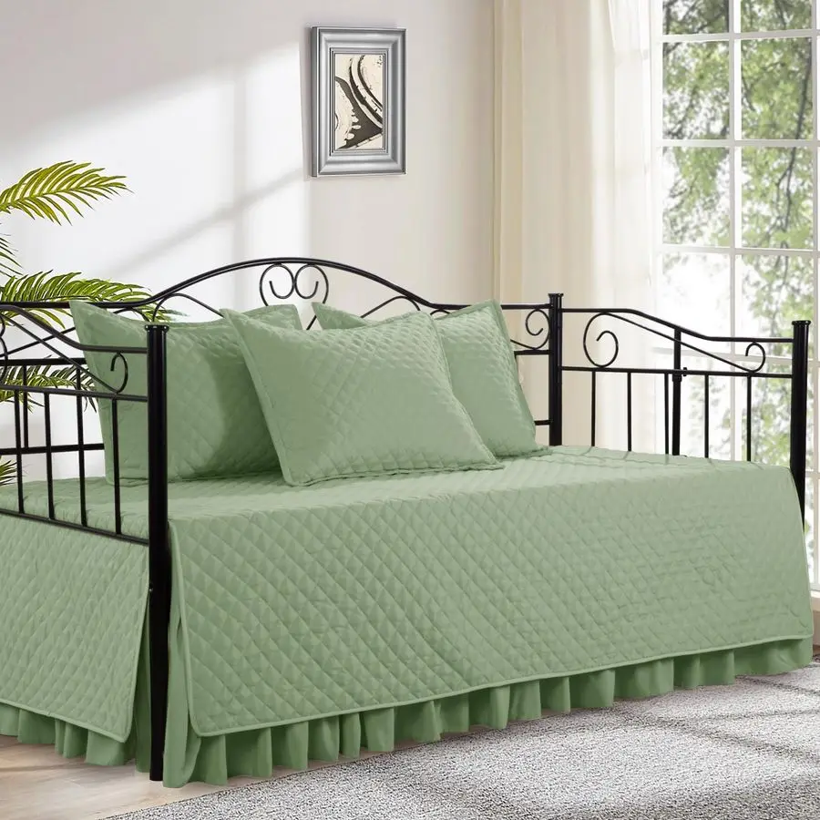 

Daybed Cover Sets Diamond Stitching Daybed Bedding Set, All Season Cozy Bedding with Bedskirt with Shams, Microfiber Filling, 5