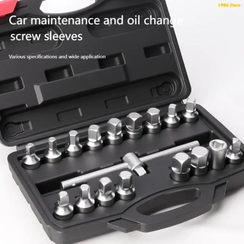 

U1JB Comprehensive 18pc Mechanic With Universal Lever Wrench Corrosion Resistant Socket Ergonomic Handles For Efficient Repairs