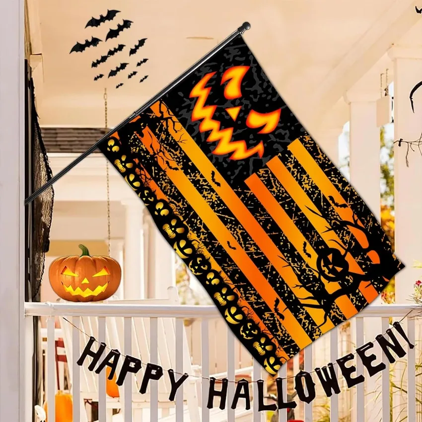 Scary Pumpkin Halloween Flag 3 x 5 FT Double Sided Outdoor Banner for House Yard Garden Party Decor