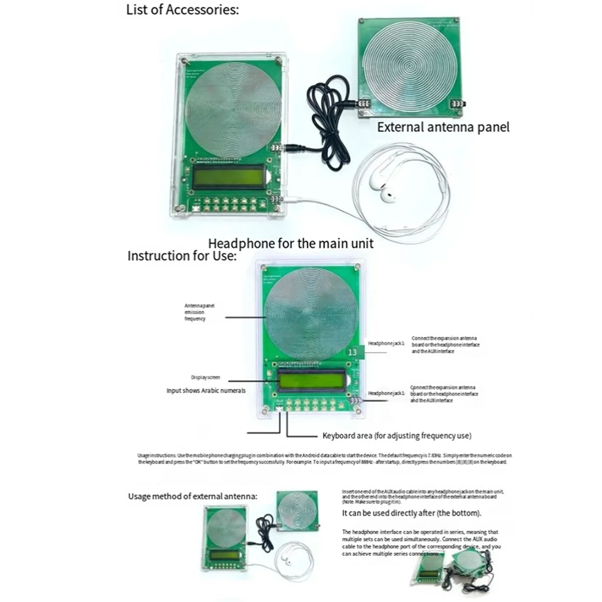 AA98 0.1Hz-99999Hz Frequency Adjustable Schuman Wave Generator with Btx V2 V3 Antenna Board Can Connect to Antenna