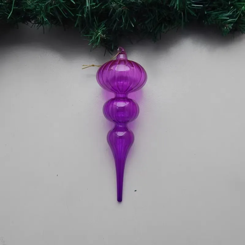 Free Shipping 6pcs/pack Different Design Handmade Purple Series Hanging Christmas Glass Pendant Hand Painting Tree Ornament