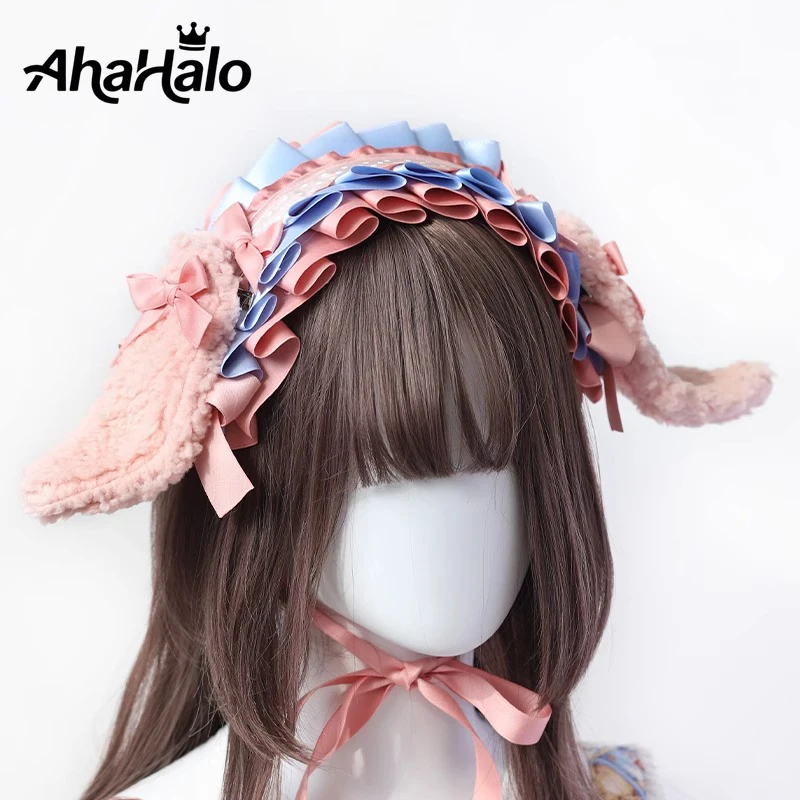 Lolita Bear Ear Headband Bowknot Hair Pink Kawaii Lolita Prop Headwear Cute Hairpin Female Headdress Hair Accessories Handmade