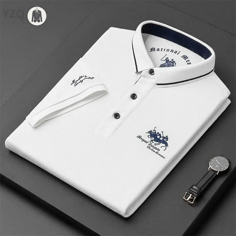 Men's Embroidered Casual Fashion Short Sleeved POLO Shirt Summer Comfortable Top image 5