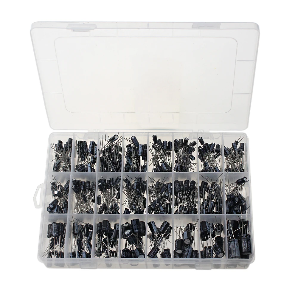 500PCS Electrolytic Capacitor Mixed DIP Electrolyte Capacitors 10V 16V 25V 50V Electronic Kit 0.1uF-1000uf 24Values