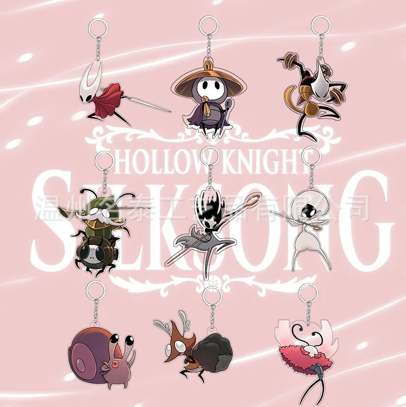 Anime Hollow Knight Silksong Acryl Schlüsselanhänger Zubehör Kreative Tasche Charms Rucksack Anhänger Lustige Schlüsselanhänger Fans Geschenk