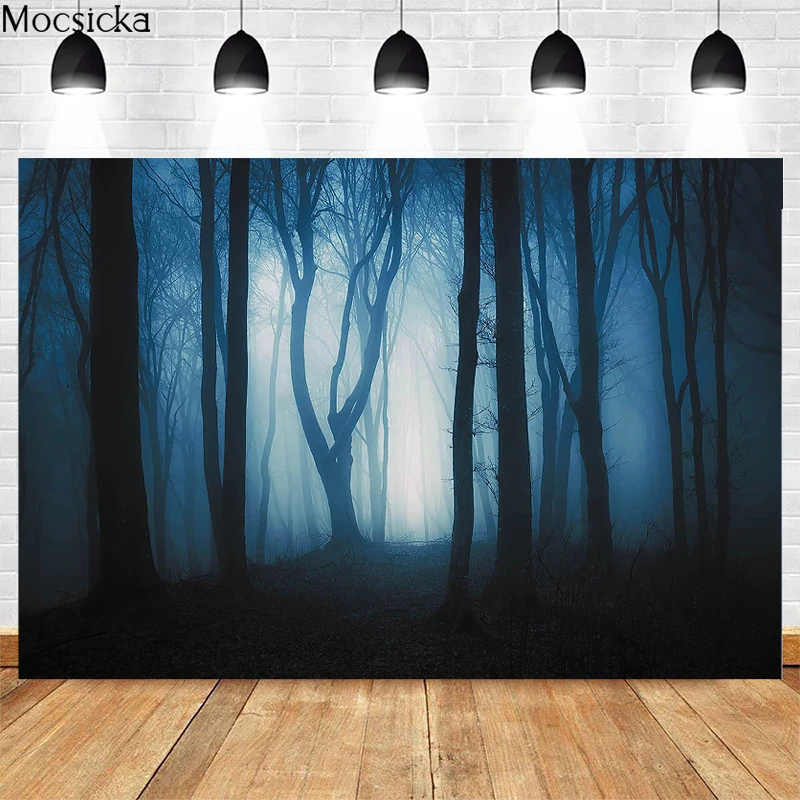 Mocsicka Halloween Latar Belakang Fotografi Horor Kastil Hutan Penyihir Dekorasi Potret Anak Foto Latar Belakang Spanduk Pemotretan