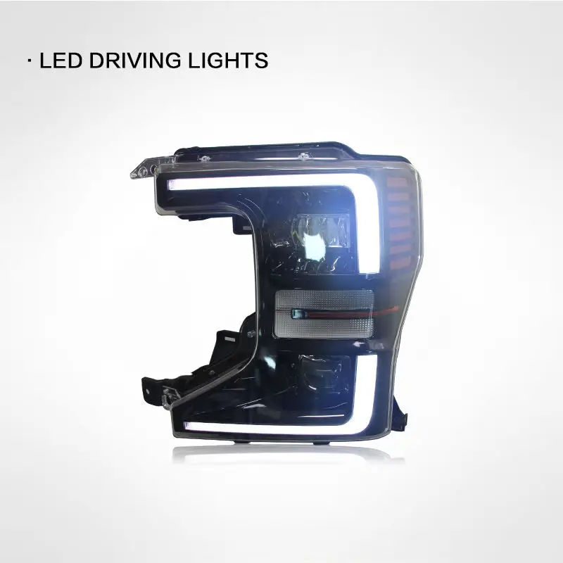 For 2020-2024 F250 Headlight Assembly Modification with LED Light Guide Daytime Running Lights and Turn Signals