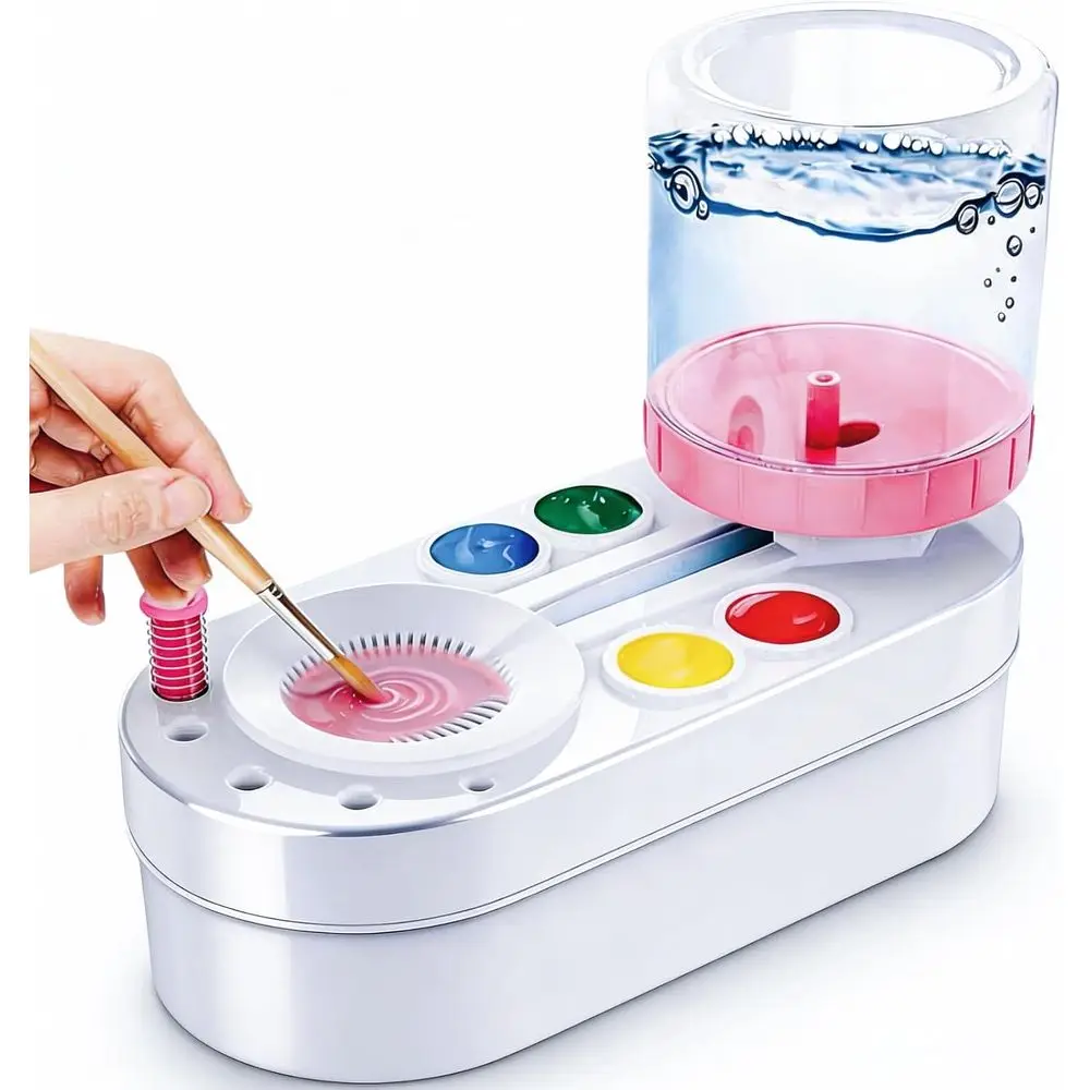 

Enhanced Paintbrush Cleaning Station for Kids and Artists - Acrylic & Watercolor Dispenser in Pink