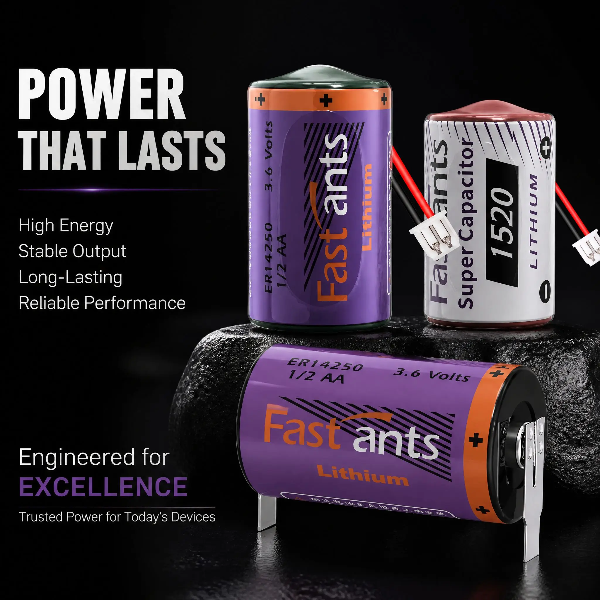 1/2AA ER14250 3.6V Lithium Battery SPC1520 Super Capacitor Charging for Car ETC Electronic Label Toll Collection Equipment