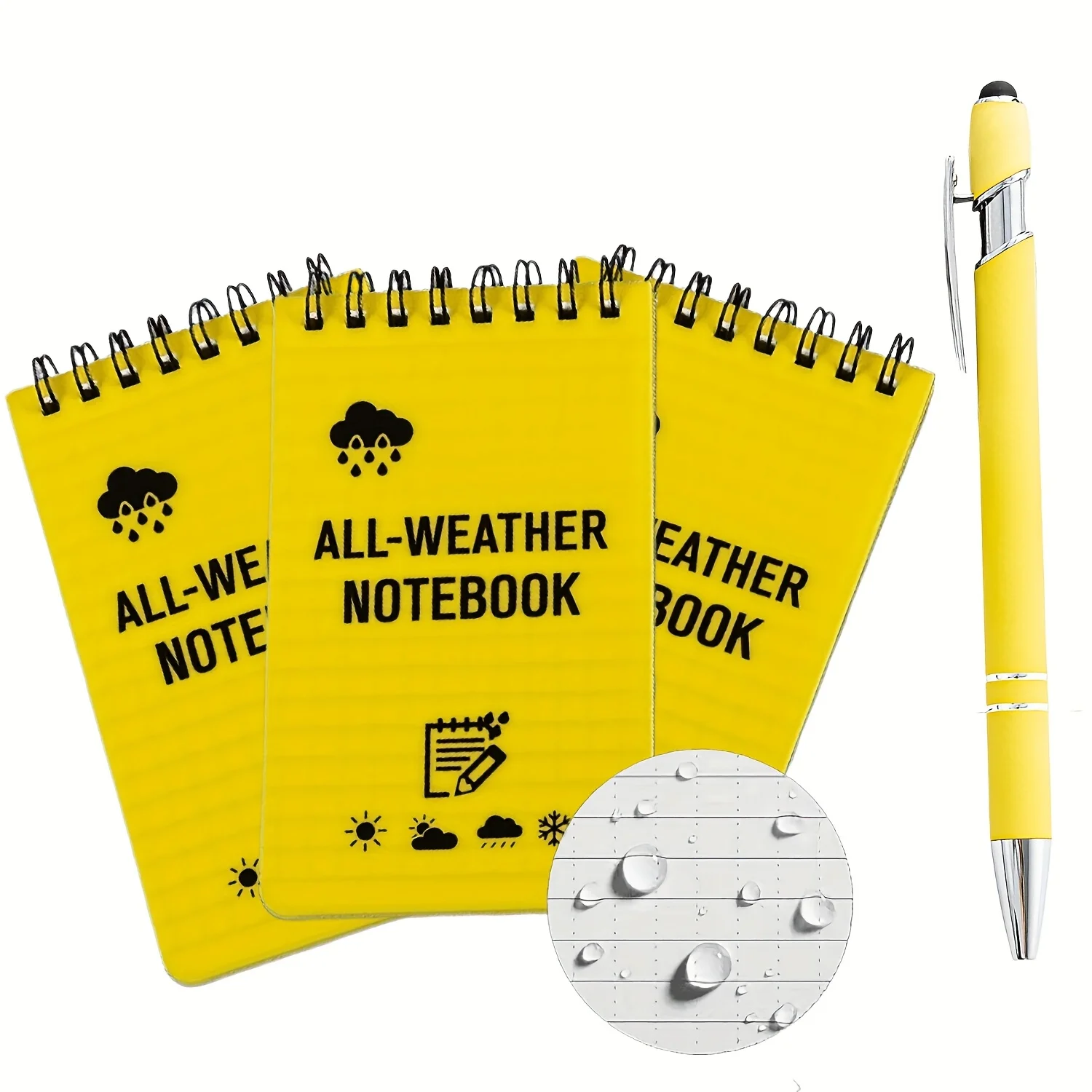 4pcs Weather Outdoor Adventure Pocket Notebook Set With Pen Portable Notepad Journal Recording Camping Outdoor Activity Supplies