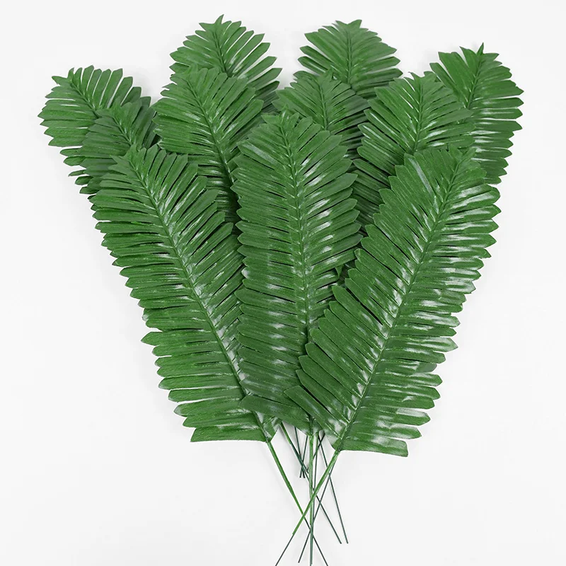 10/20pcs Artificial Green Palm Leaves Tropical Monstera Silk Turtle Leaves for Hawaiian Luau Beach Wedding Party Home Decoration