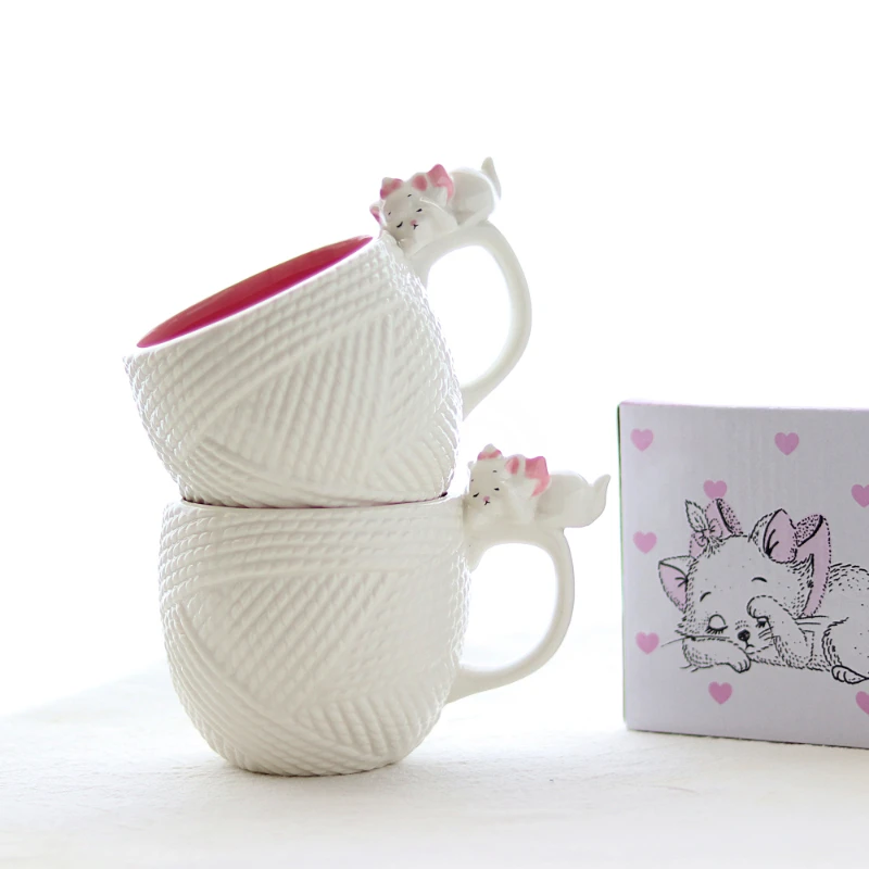 Cute Cat Coffee Cup Creative 3D Embossed Wool Texture Ceramic Mug Personality Breakfast Milk Porcelain Cup Gift  Mugs Coffee Cup