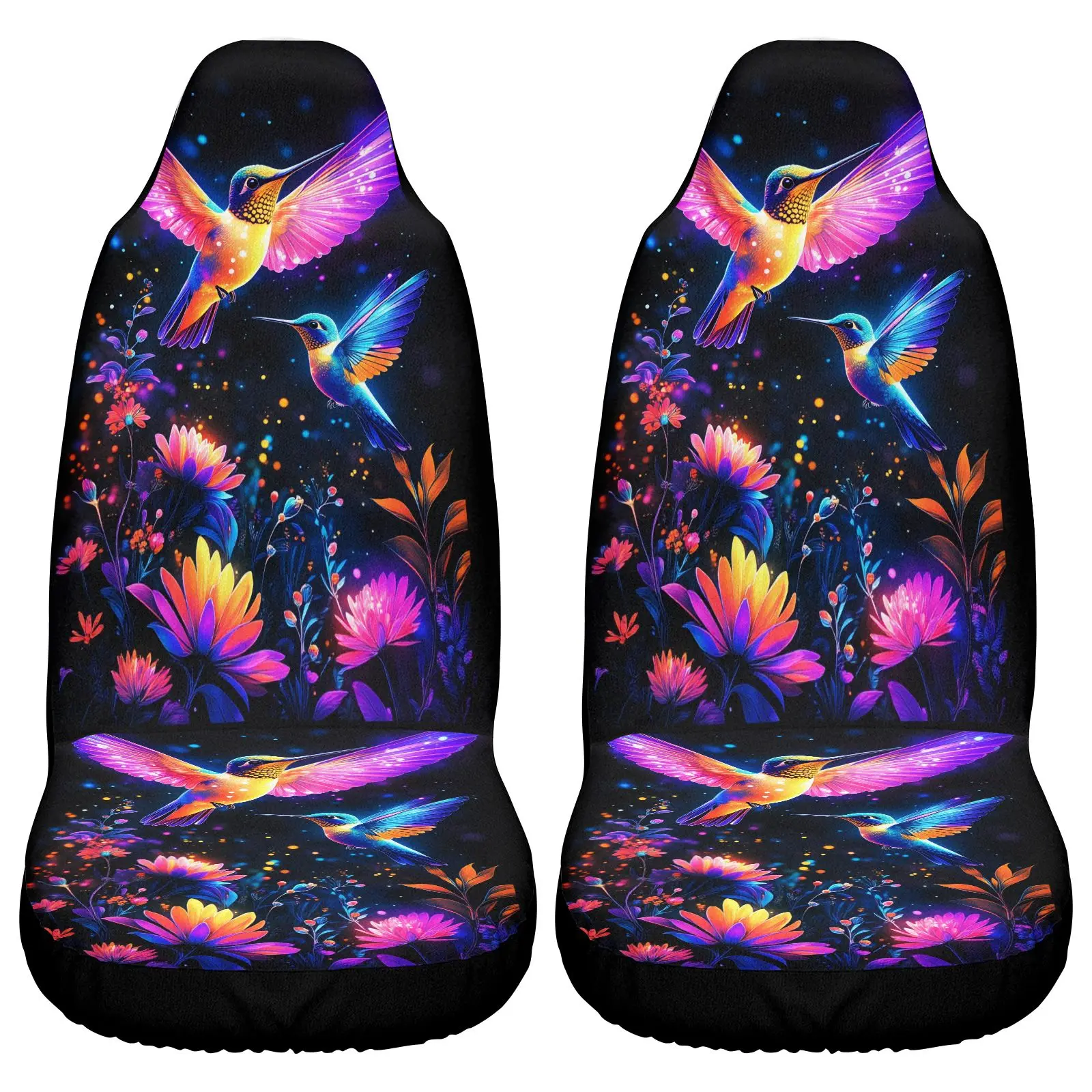 2pcs Car Seat Set Colorful Birds And Flowers Suitable For All Vehicle Types, Including Sedans, SUVs, And Cars. A Perfect Gift Fo