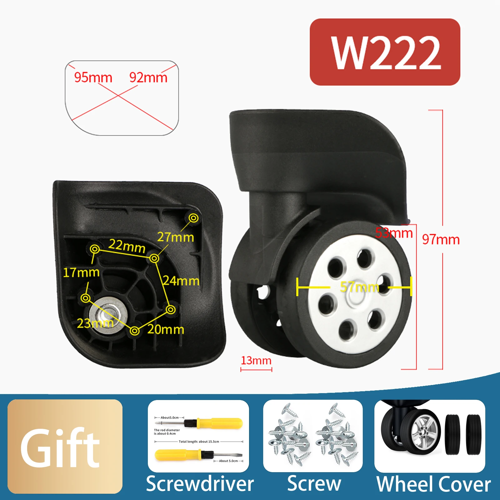 W222 Luggage Left & Right Wheel Pack Of 2 Trolley Suitcase Casters Shockproof Mute Trolley Case Wheel Repair Tools Accessories