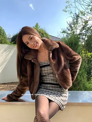 HDHOHR 2026 New Real Mink Fur Coat Women Fashion High Grade Whole Fur Women Coat Winter Thick Warm  Real Mink fur Jackets Femal