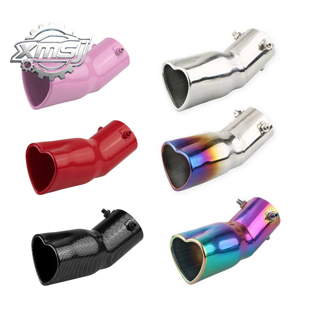 

1 Uds. Tubo doblado Universal acero inoxidable en forma corazón garganta trasera 63mm/2,5 ''silenciador tubo escape