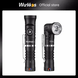 Wurkkos HD11 90 ° 접이식 18650 LED 손전등, 레드 라이트, 최대 1800LM IP68, 마그네틱 테일 USB C 충전식 EDC 토치 하이킹