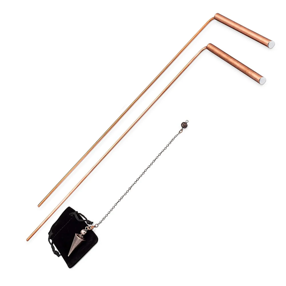 99.9% Copper Dowsing Rod Psychic And Divination Metal Detector For Water Treasure Finding Tools Kit With Pendulum Pendant