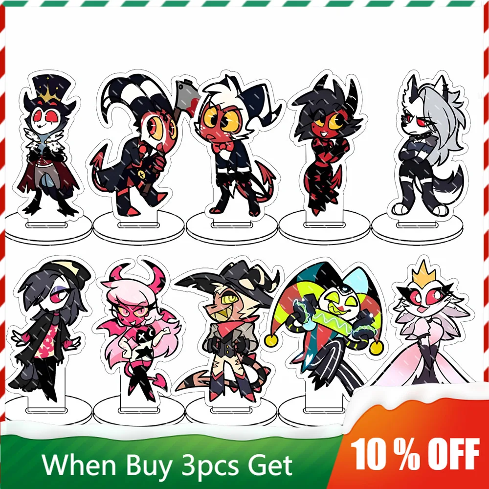 

Hazbin Anime Peripherals Blitzø Figure Acrylic Stand Moxxie Figurine Standing Plate Millie Loona Stolas Desktop Decoration Toy