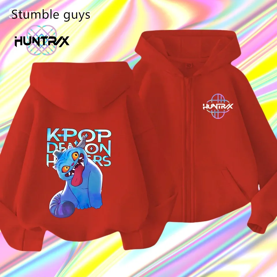 

3-12Y Kids Zipper Hoodie KPop Demon Hunters Spring Autumn Sportswear Boys Clothes Girls Casual Warm Print​