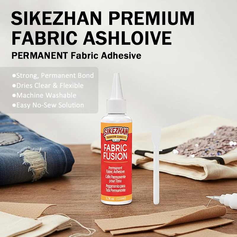 Permanent Fabric Glue Quick Dry Clothing Adhesive for Denim Leather Cotton Repairing SIKEZHAN Fabric Fusion 110ml/30ml