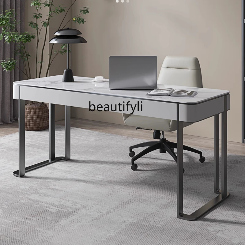 

Italian Minimalist Stone Plate Study Desk | Light Luxury and Simplicity Computer Office Table