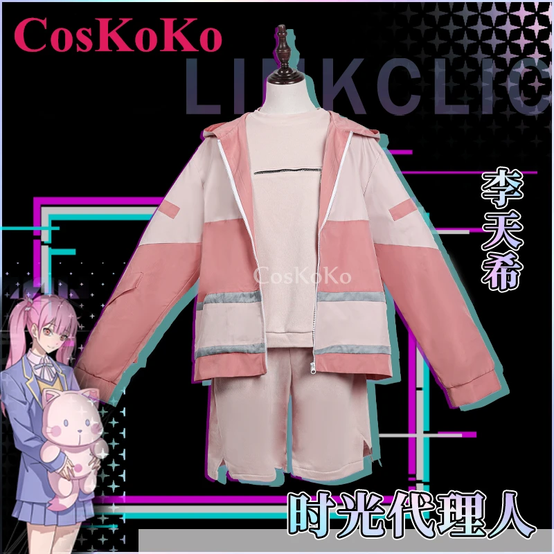 CosKoKo Li Tianxi Cosplay Anime Link Click Costume Fashion Sweet Pink Coat Daily Outfit Halloween Party Role Play Clothing New