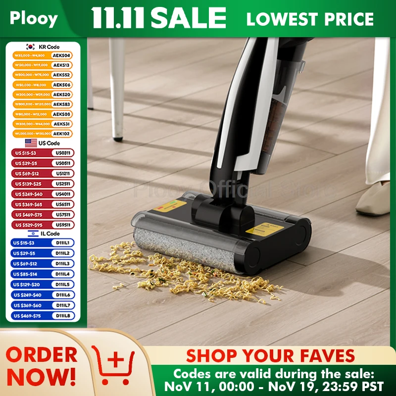 Wireless Vacuum Water Mop Cleaner Intelligent Home Appliance Automatic Cleaning All-in-one Electric Mop with Suction Mop Wash