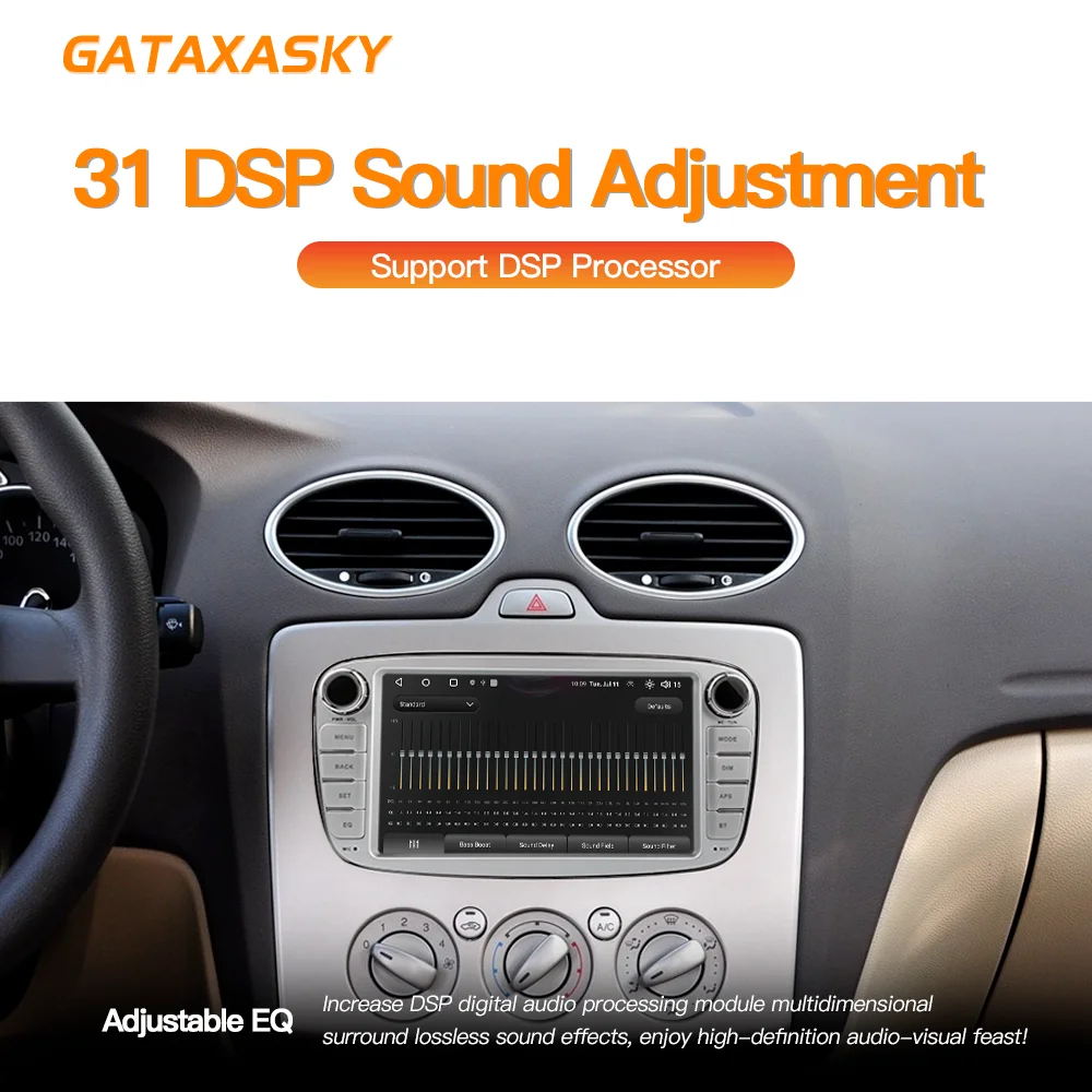 GATAXASKY 7\'\' For Ford Focus 2 S-Max 2009-2011 Car Android Auto Radio Multimedia Carplay Player WIFI Gps Navigation