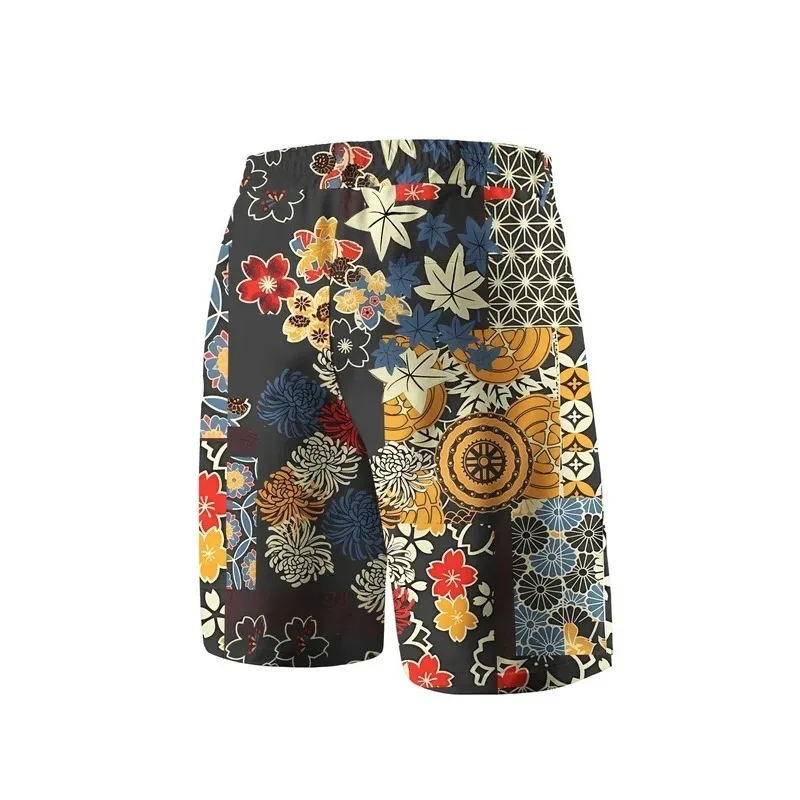 Japanese Ukiyo-e Floral Casual Shorts, Loose Cycling Speed Drop and Quick Drying Sports Shorts
