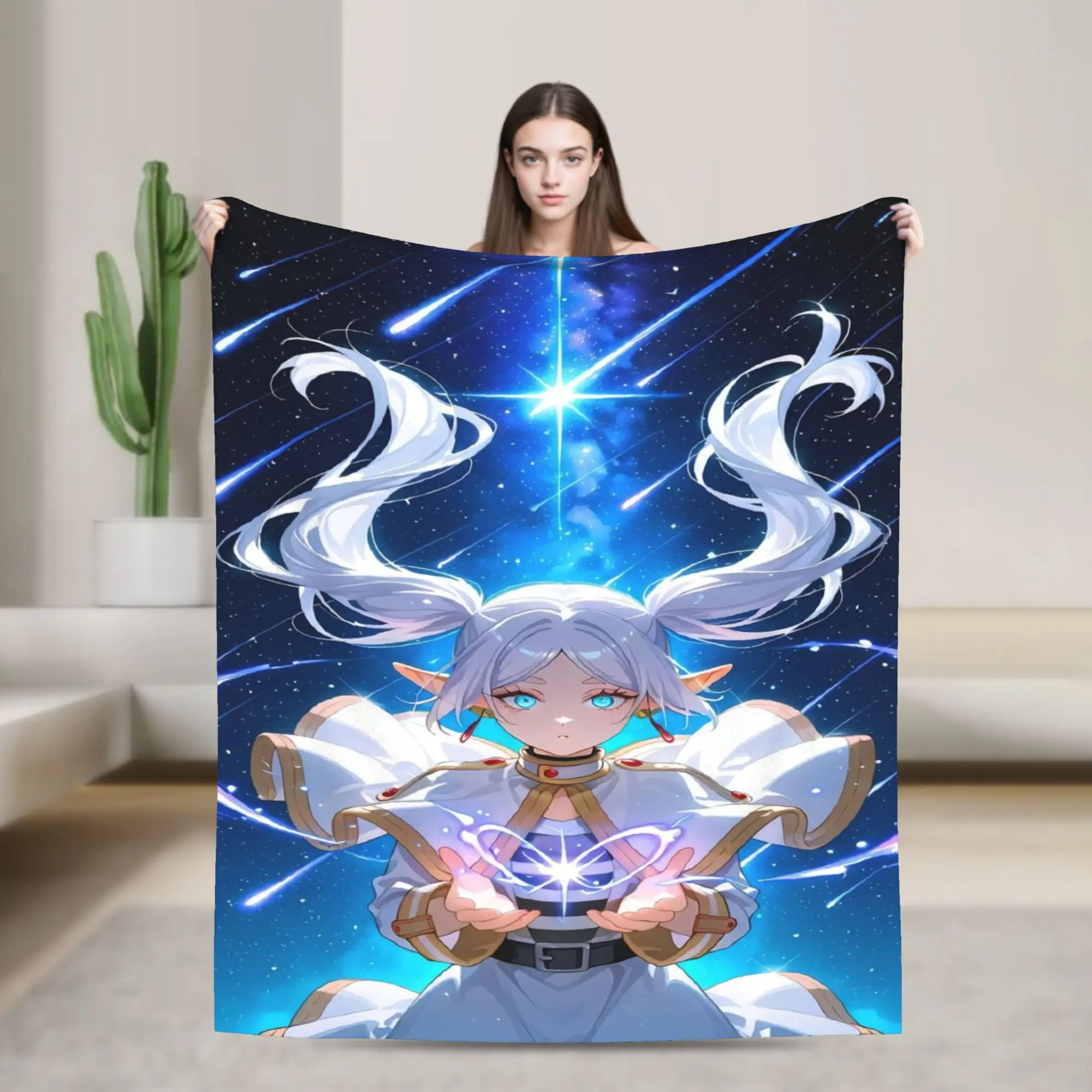 Frieren Beyond Journeys Blanket Warm Cozy  Bedding Throws Winter Adults Girls Outdoor Travel Car Bedspread