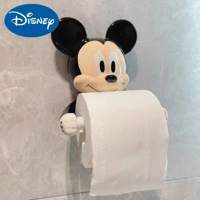 

Cute DisneyMickey Mouse Creative Toilet Bathroom Shelf Cartoon Perforation-free Toilet Paper Wall-mounted Paper Roller Ceramic