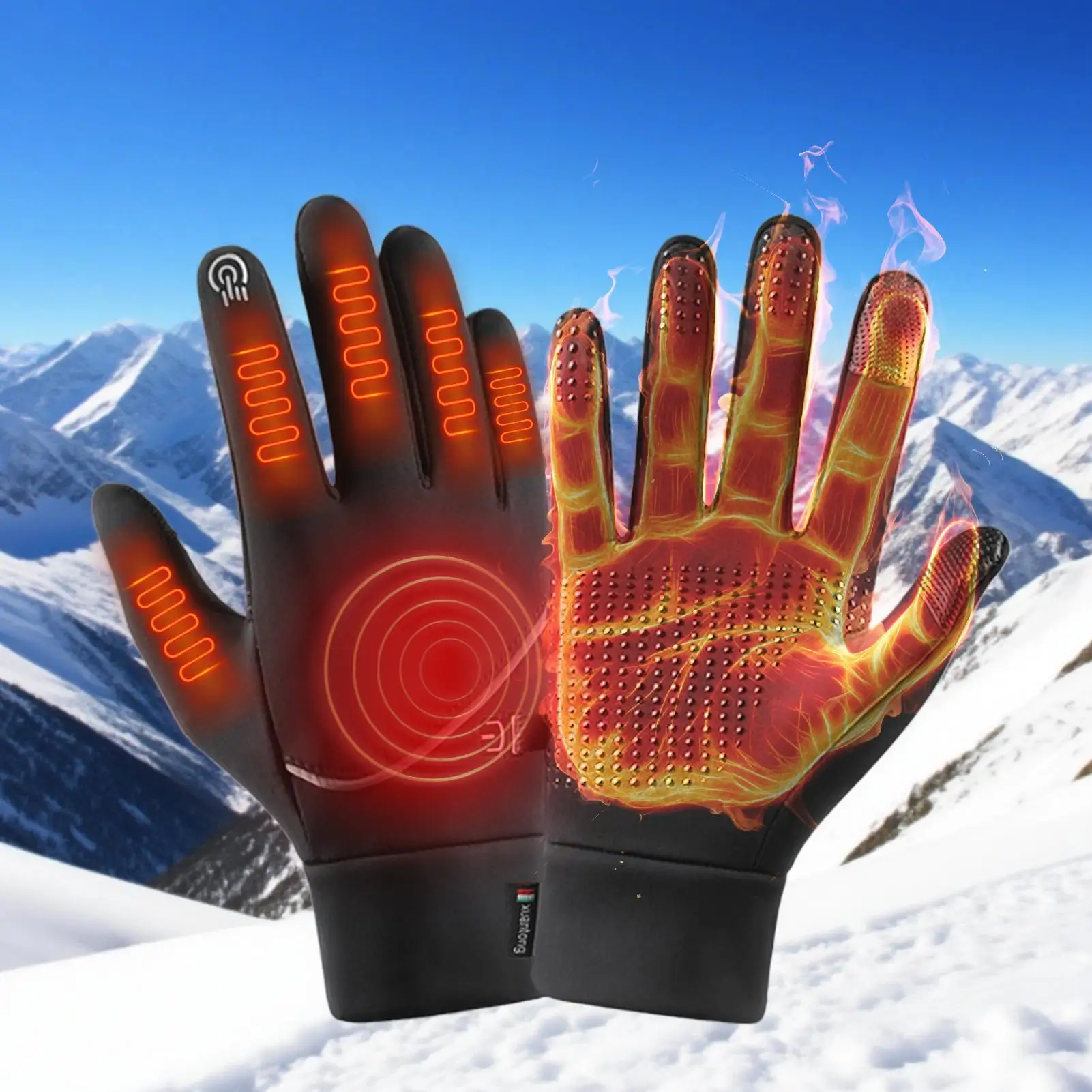 Heated Gloves for Men Windproof Cycling Mittens USB Heating Touchscreen Mittens for Snow Shoveling Driving Mountaineering Skiing