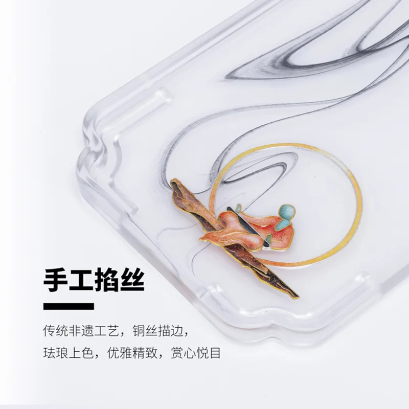 Traditional Glaze Wax Casting Craft Ruyi Ink Filigree Dry Tray Ceremony Ancient Style Freehand Tea Set
