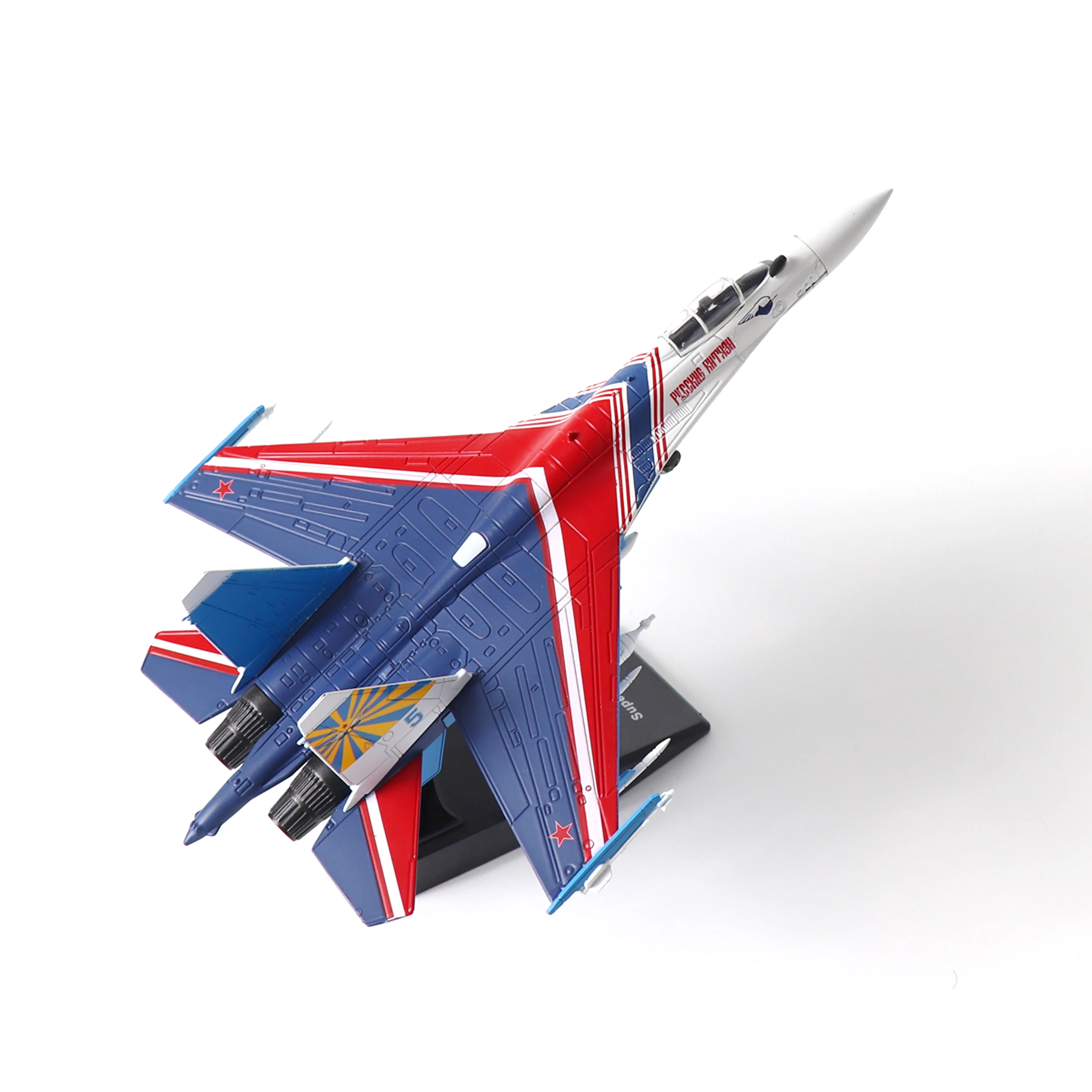 1/100 Scale SU-35 Super Flanker Diecast Metal Fighter Jet Model with Stand – Pre-Built Military Aircraft Replica for Adults