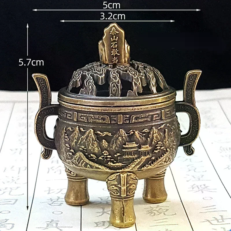 Taishan Stone Guardian Three-Legged Incense Burner Bowl Incense Holder With Handle Yoga Meditation Home Decor AncientStyle