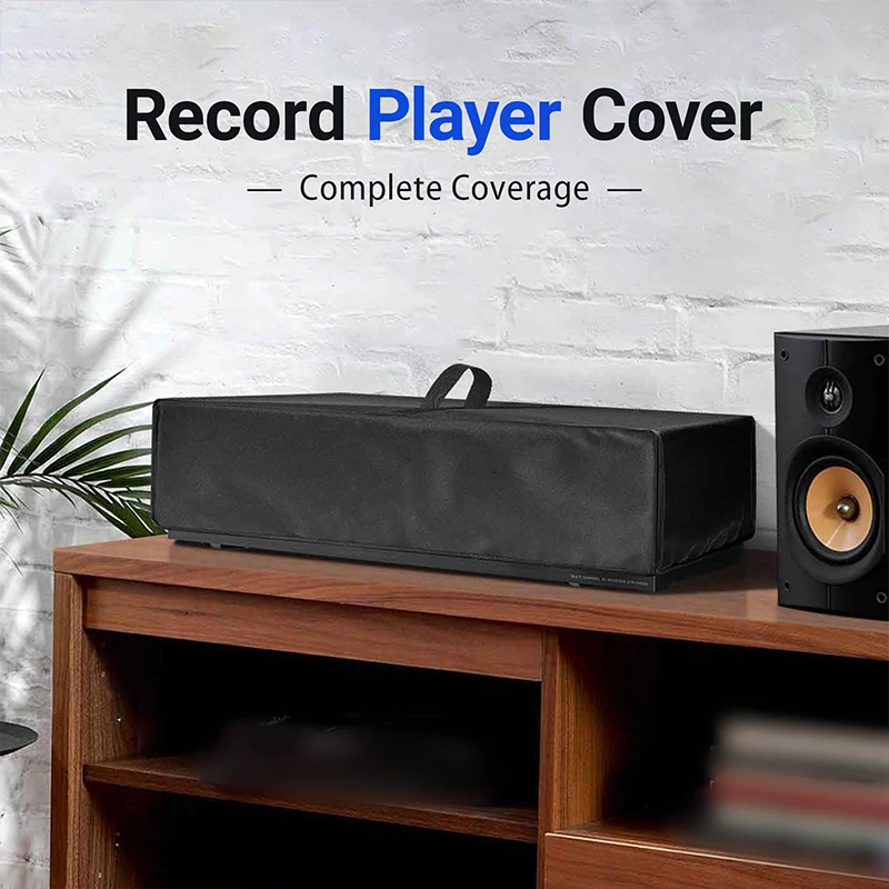 Waterproof Oxford Cloth Record Player Cover With Drawstring Design and Top Handle, Projector Outdoor Speakers Protective Cover